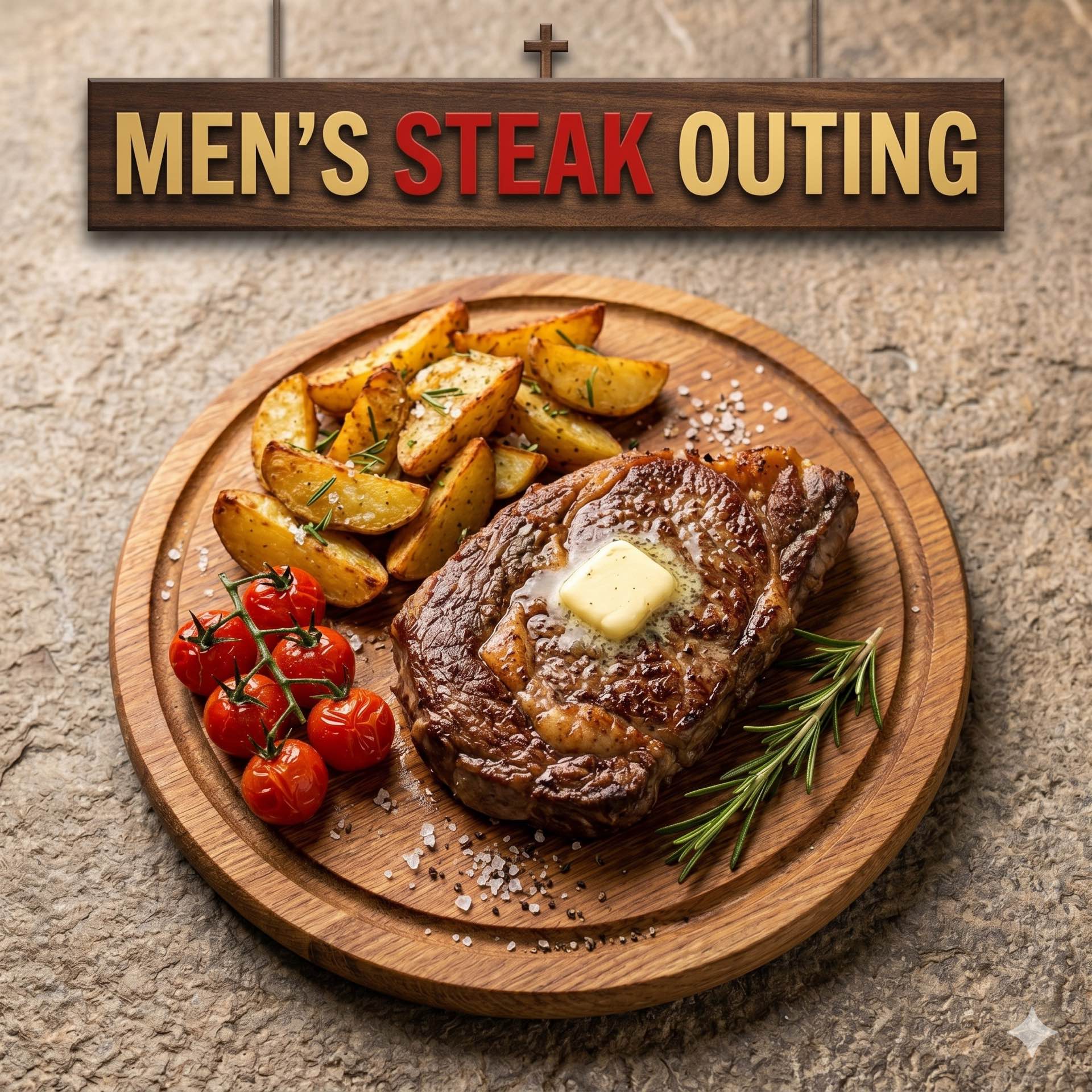 Men's Steak Outing and Missions Fundraiser graphic